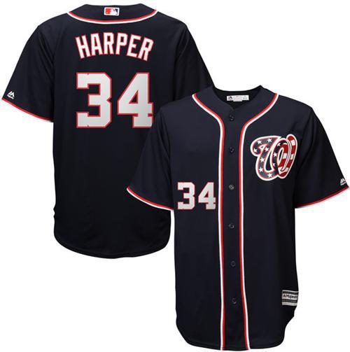 Nationals #34 Bryce Harper Navy Blue New Cool Base Stitched MLB Jersey